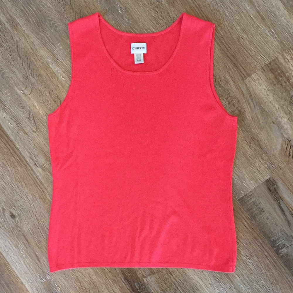 Chico's Red Stretchy Ribbed Shell Tank - Picture 2 of 4
